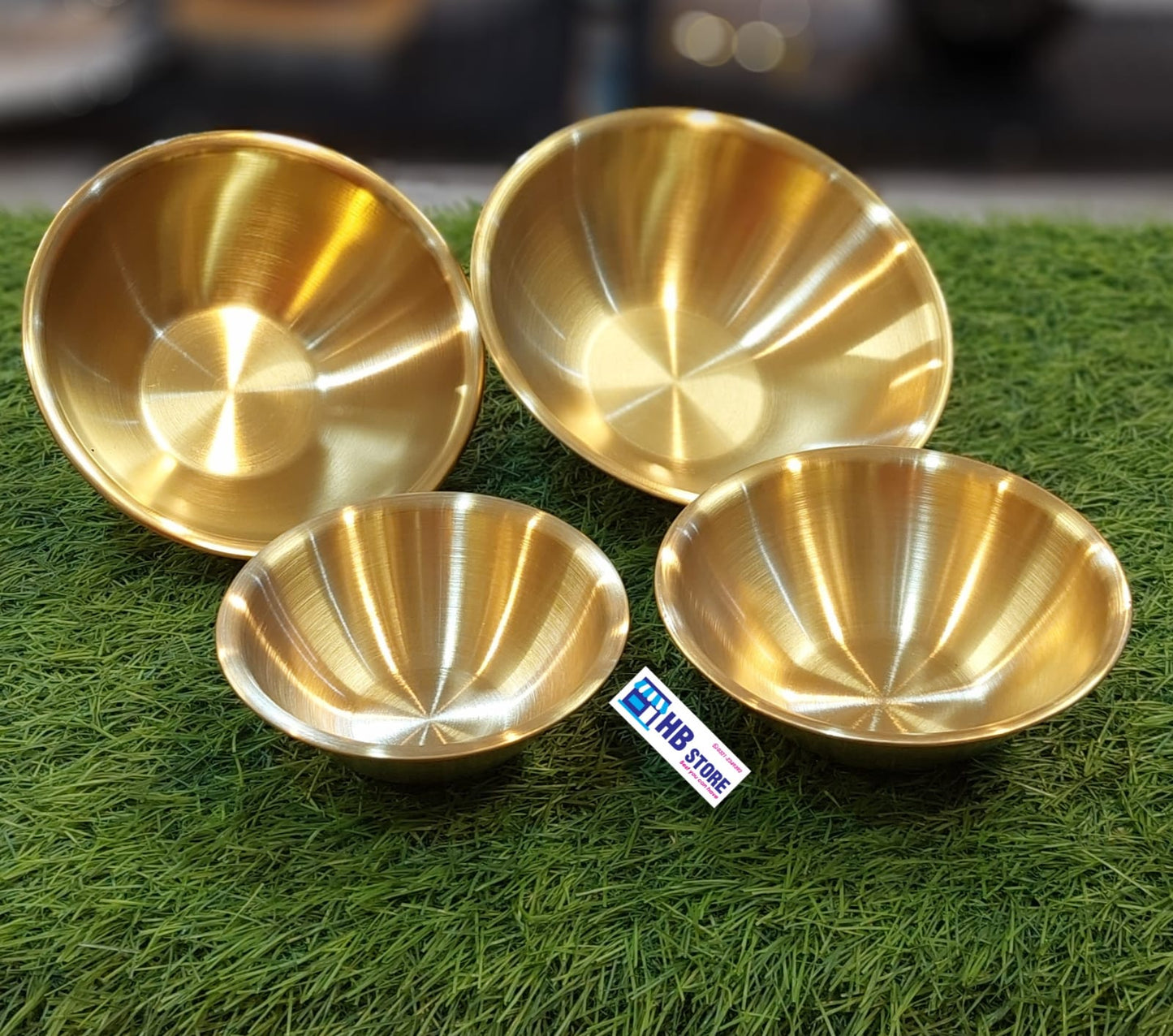 Artisan Hand-Brushed Brass Nesting Bowls (Set of 4)