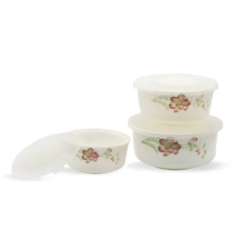 Ceramic Bowl Set with Lids – 3 Pcs