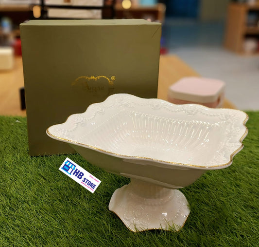 Fruit Bowl with Stand White Color Bone China Material