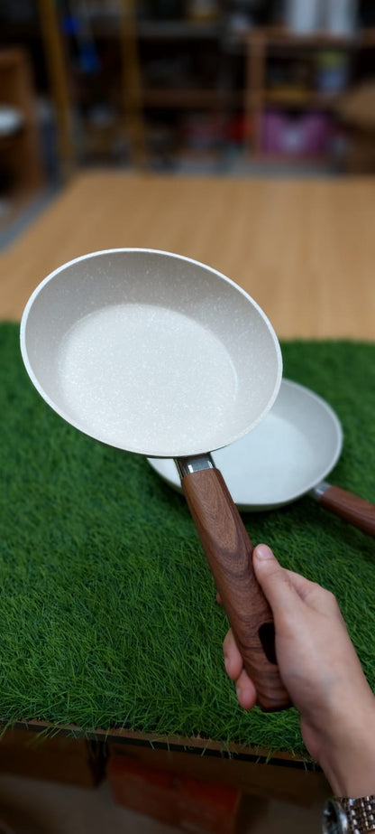 2-Piece Non-Stick Granite Frying Pan with Wood-Effect Handles