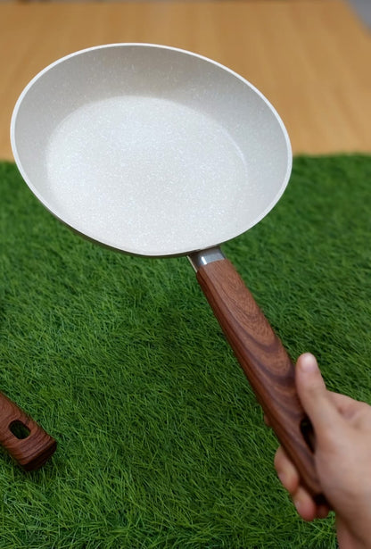 Non-Stick Granite Frying Pan with Wood-Effect Handles