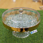 Luxury Divided Glass Dry Fruit Tray with Gold Rim and Lid
