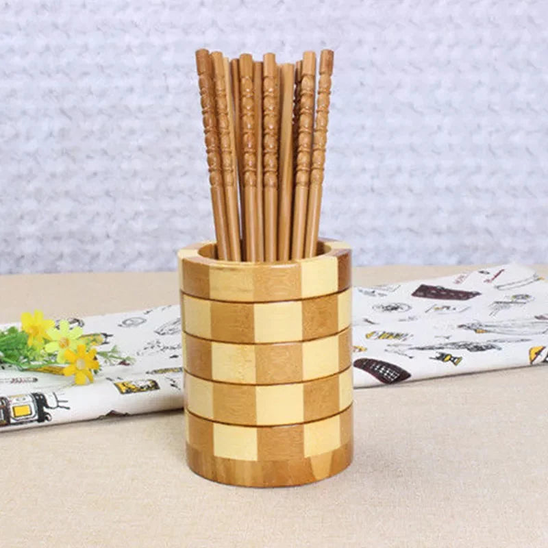 Round Bamboo Cutlery Holder