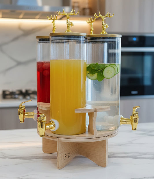Golden Stag 3-Piece Carousel Drink Dispenser Set