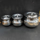 3Pcs Mini Silver Steel Cooking Degchi Set