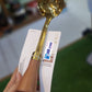Golden Serving Spoon With Wooden Handel