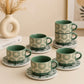 Danny Home Patterned Ceramic Cup and Saucer Set – 6 Pieces