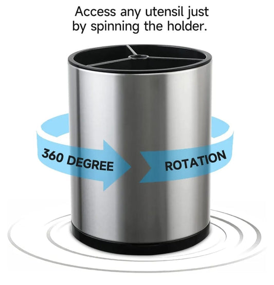 Stainless Steel Kitchen Utensil Holder with 3 Dividers