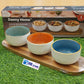 Danny Home™ 4-Piece Acacia Wood Serving Set – Premium Tray with 3 Ceramic Snack & Dip Bowls