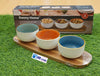 Danny Home™ 4-Piece Acacia Wood Serving Set – Premium Tray with 3 Ceramic Snack & Dip Bowls
