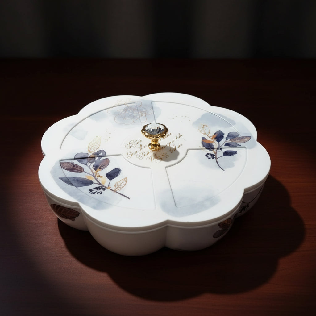 Flower-Shaped Multi-Compartment Snack Serving Tray