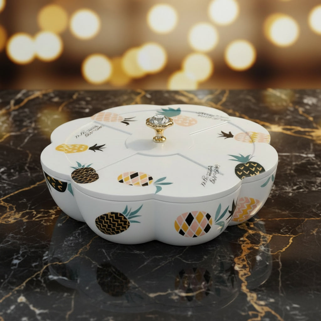 Flower-Shaped Multi-Compartment Snack Serving Tray