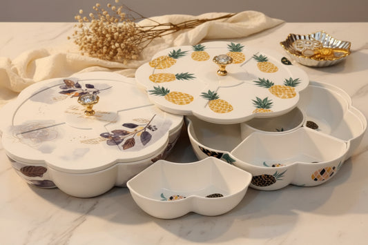 Flower-Shaped Multi-Compartment Snack Serving Tray