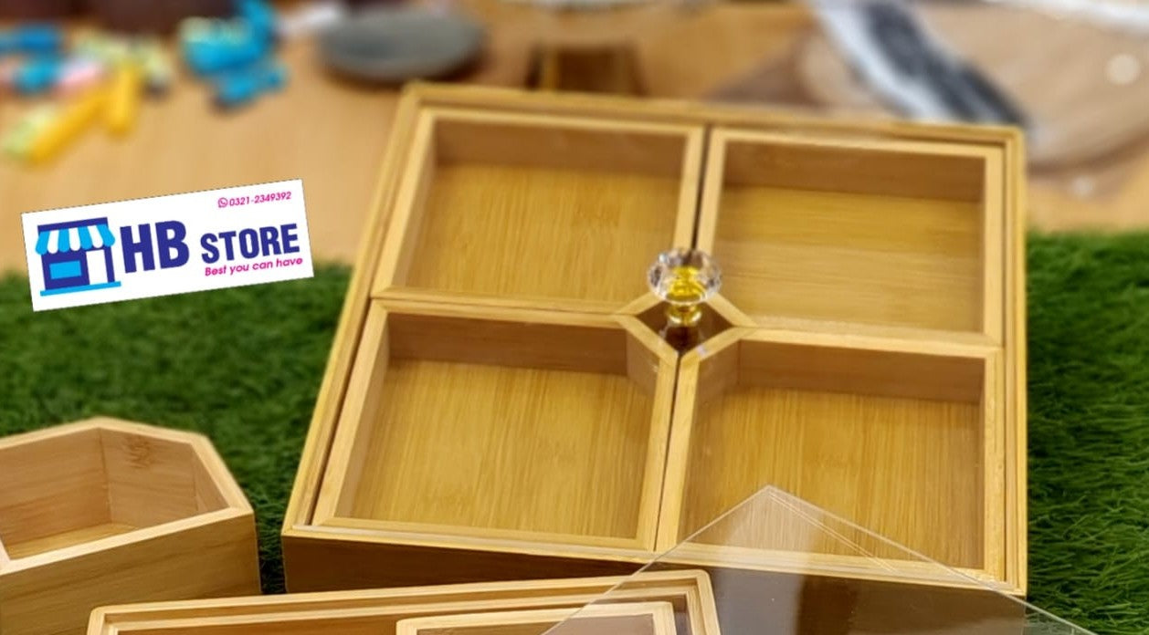 Elegant Hexagonal Wooden Platter with Clear Lid