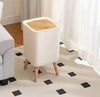 Modern Nordic Style Trash Bin with Wooden Legs – Stylish Home Organizer