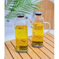 Glass Material Oil Handle Jug With Steel Lid