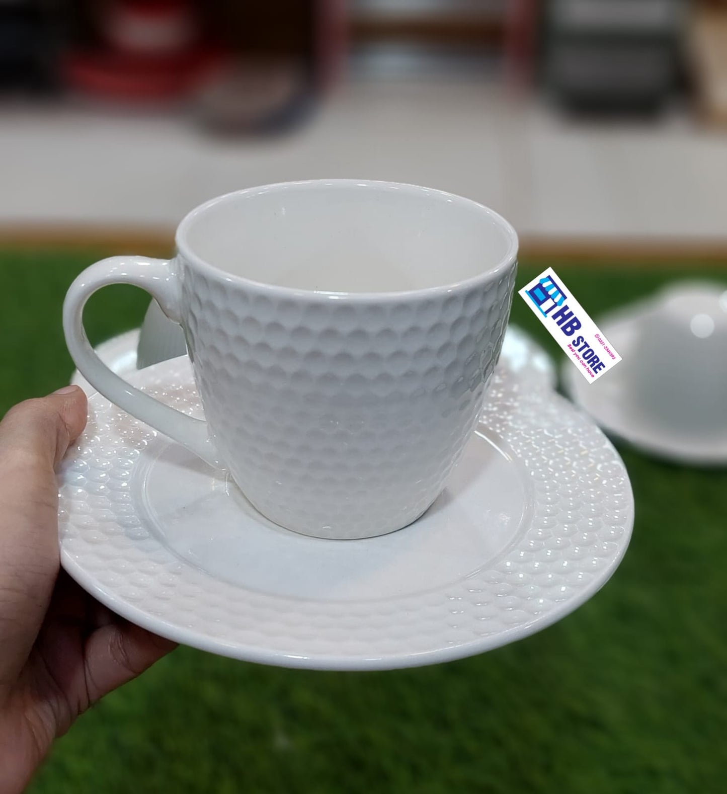 Ceramic White Design Cup Saucer Set