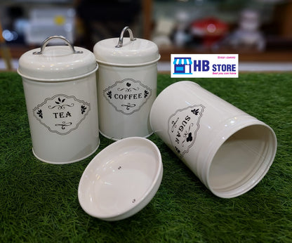 Tea Sugar Coffee Metal Jar Set