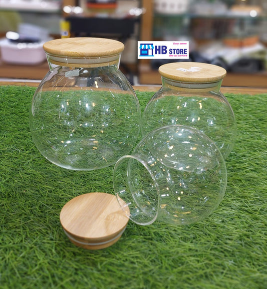 3Pcs Glass Jar With Wooden Cap