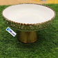 Luxury Gold Pedestal Serving Bowl with Green Splash Accent