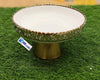 Luxury Gold Pedestal Serving Bowl with Green Splash Accent