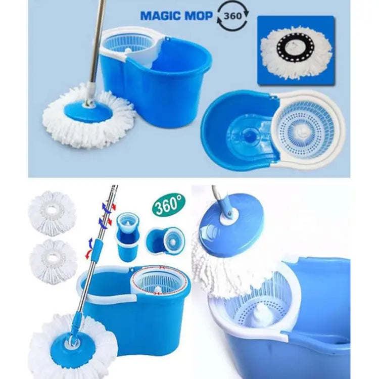 [360 Degree] Magic Spin Mop Bucket with Stainless Steel Rod For Home Cleaning