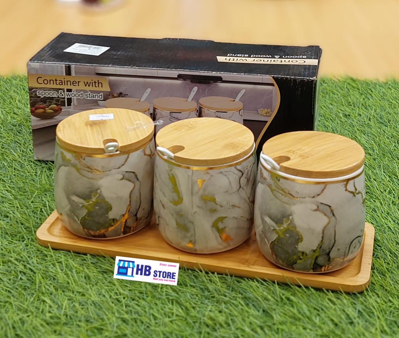 3-Piece Marble Ceramic Seasoning Jar Set