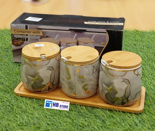 3-Piece Marble Ceramic Seasoning Jar Set