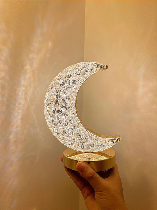 Modern Crystal Crescent Moon Table Lamp