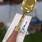 Golden Serving Spoon With Wooden Handel
