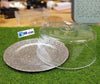 Embossed Silver Plate and Clear Cake Dome Set