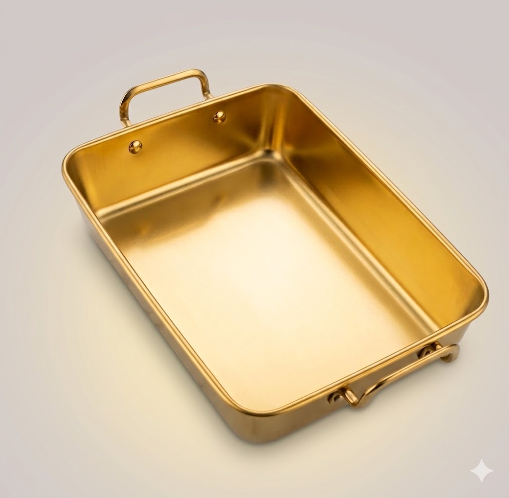 Gold Stainless Steel Rectangular Serving Tray