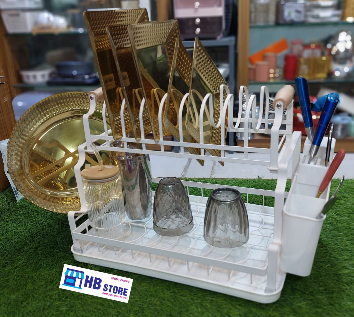 White Metal 2 Layer Dish Drainer Premium Quality