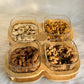 4Pcs Glass Jar Set With Wooden Rotate Stand