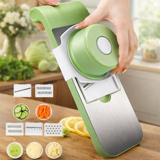 Multifunctional 6-in-1 Mandoline Vegetable Slicer & Grater with Hand Guard