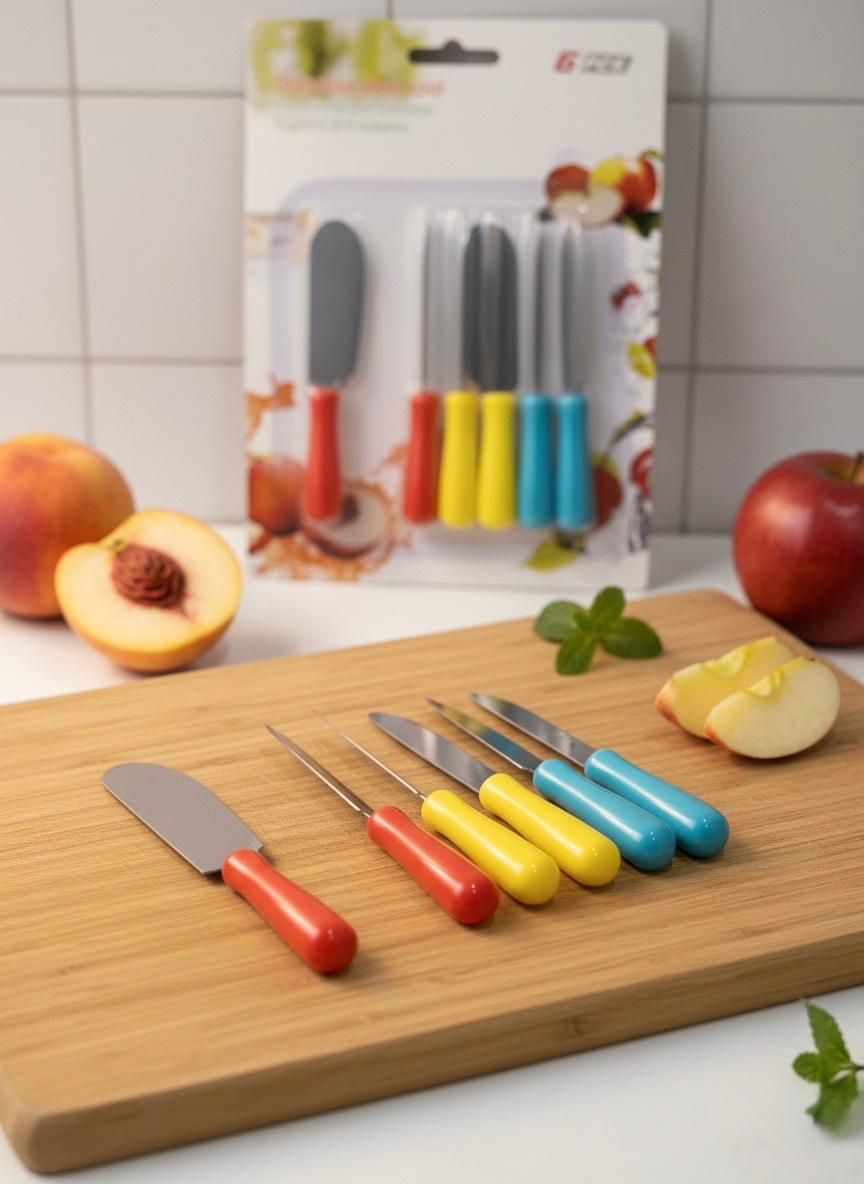 6-Piece Stainless Steel Tool Set - Multi-Color Handle Mini Spatula/Knife Set
