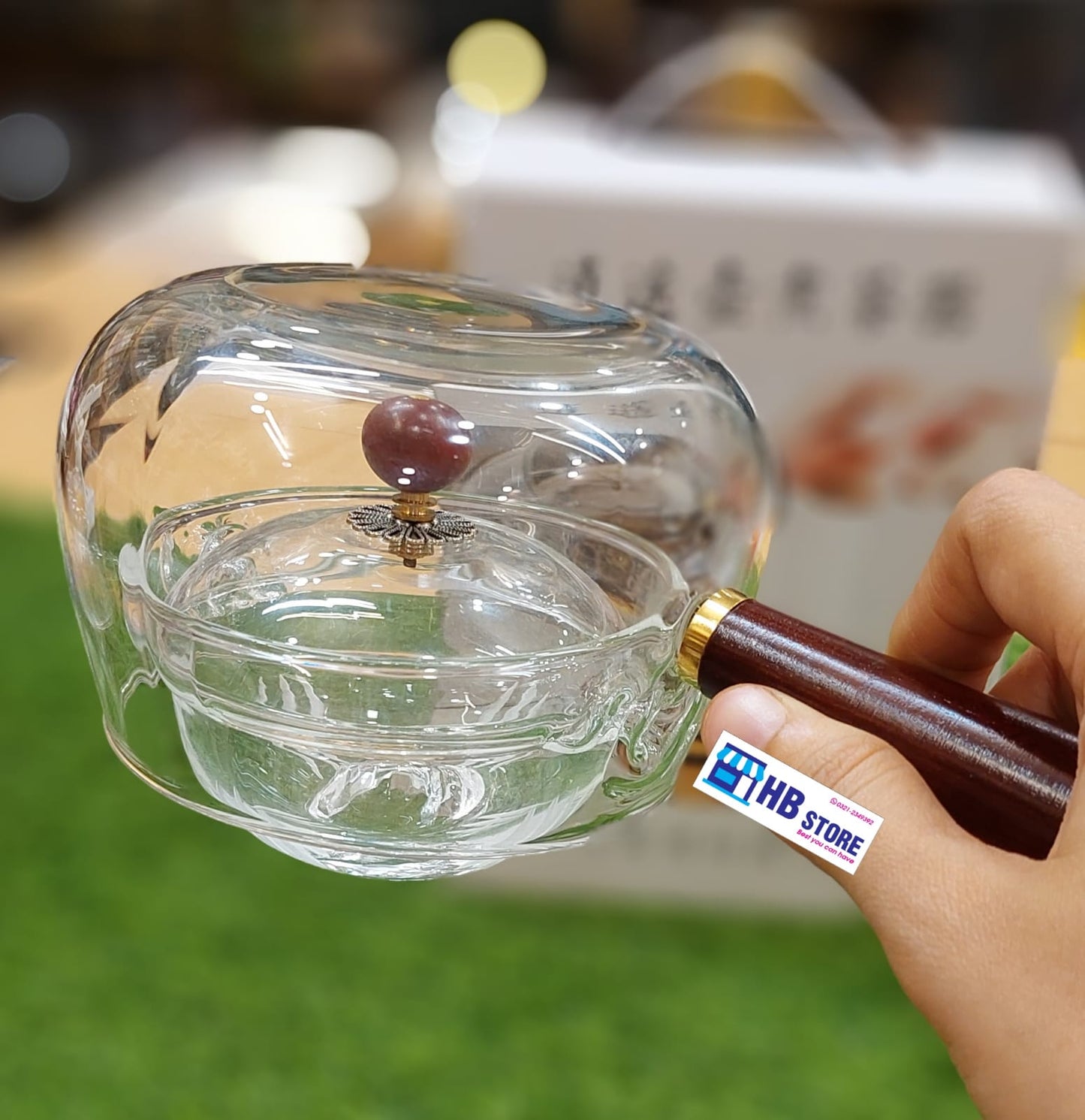 Japanese Style Heat-Resistant Glass Teapot with Wooden Handle & Infuser