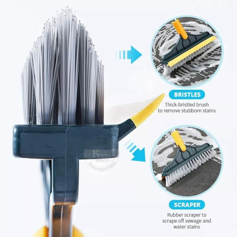 Floor Scrubber Brush & Wiper  (Long Handle)