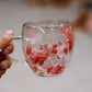 Double-Walled Glass Mug with Embedded Dried Flowers