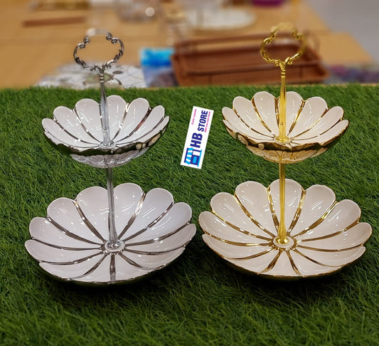 Elegant 2-Tier Floral Serving Platter