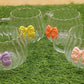 Adorable Fluted Glass Mug with Colorful Bow Accent