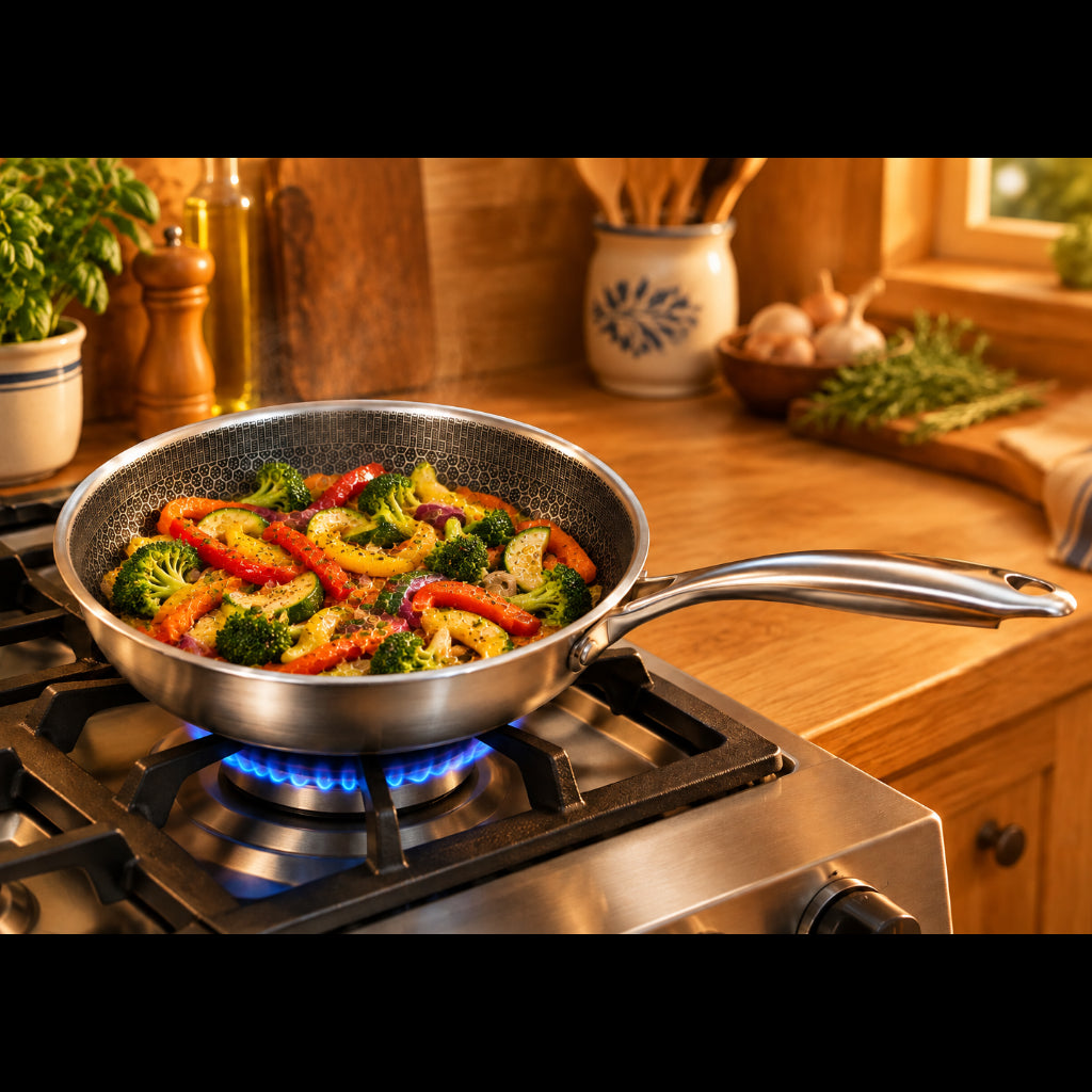Induction-Safe Heavy Duty Honeycomb Frying Pan