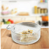 Ribbed Glass Serving Bowl with Ergonomic Handle