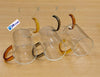 Set of 6 Clear Glass Mugs with Colored Handles