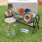 3-Piece Glass Spice Jar Set with Metal Rack