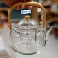 Elegant Glass Teapot with Natural Wood Handle and Infuser