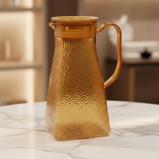Zibo 1.8L Unbreakable Plastic Water Jug with Wood-Style Lid
