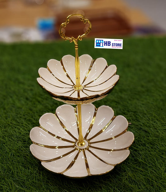 Elegant 2-Tier Floral Serving Platter