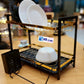 Metal dish rack, 2 tiers, black n gold