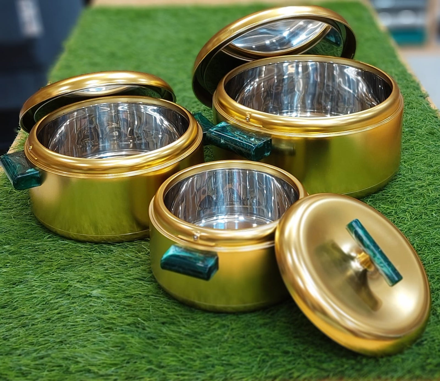 Luxury Gold Insulated Hot Pot Casserole Set (3-Piece)